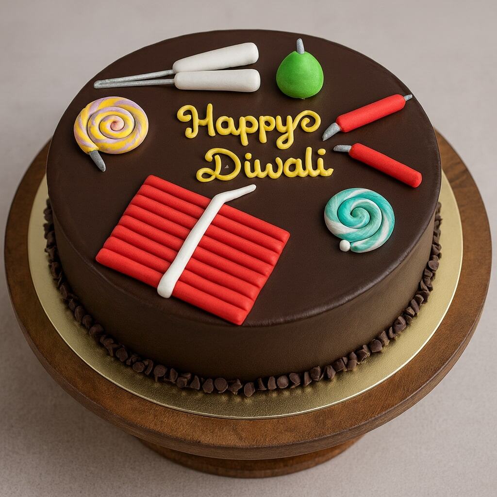 diwali crackers chocolate truffle cake