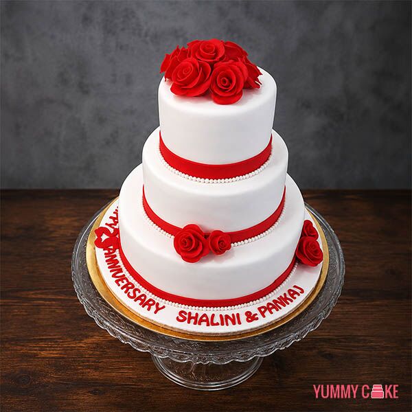 Classic Rose Anniversary Cake