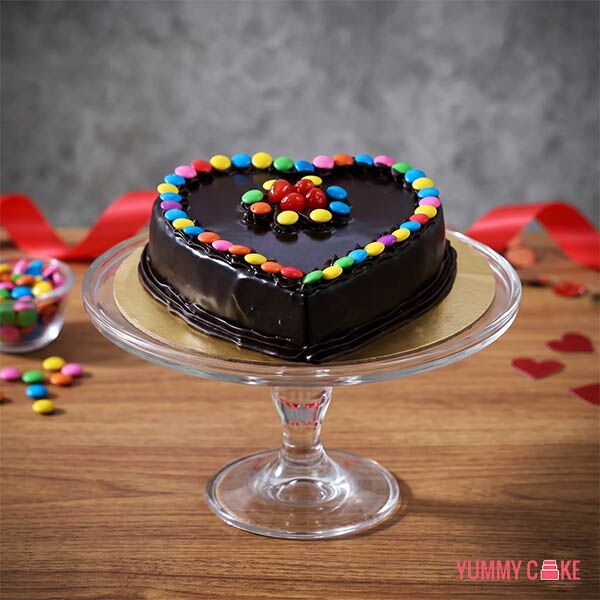 Gems Chocolate Truffle Heart Shape cake