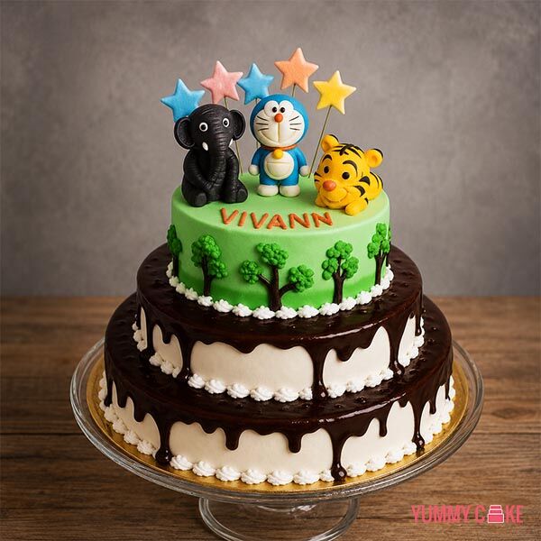 Cartoon Safari Celebration Cake