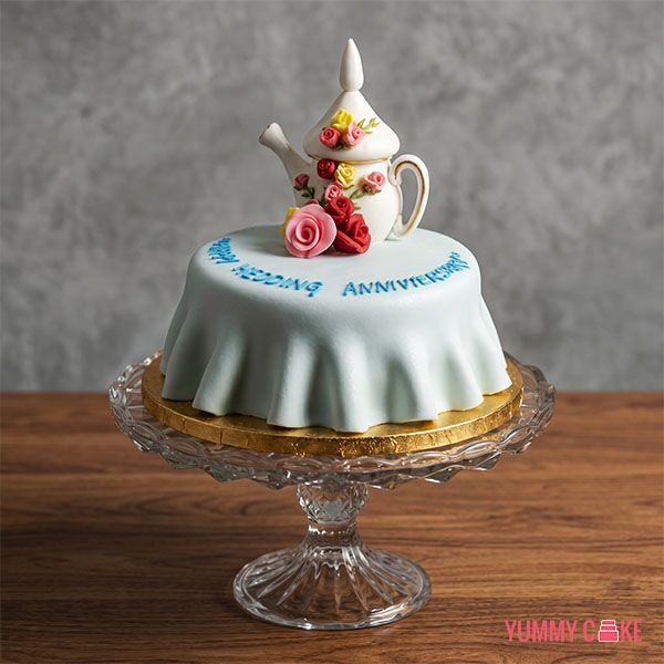 Kettle Theme Wedding Anniversary Cake