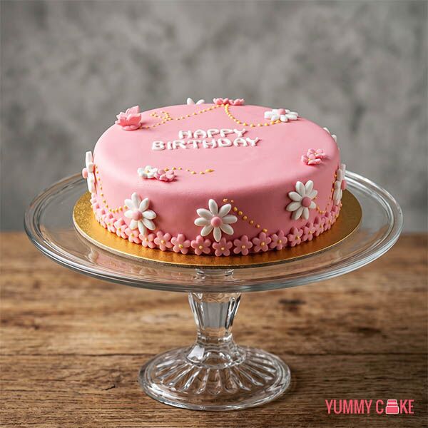 Pink & White Flower Birthday Cake