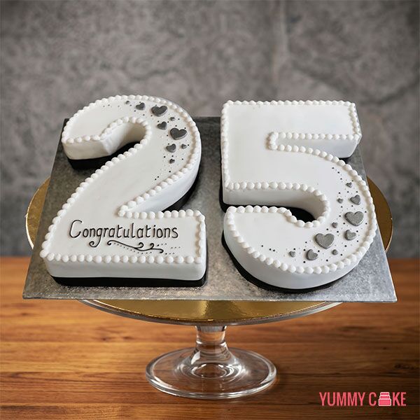 Elegant 25 Number Cake for Anniversary