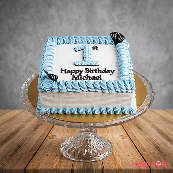 First Birthday Square Cake