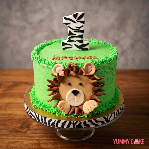 Lion Theme 1st Birthday Cake