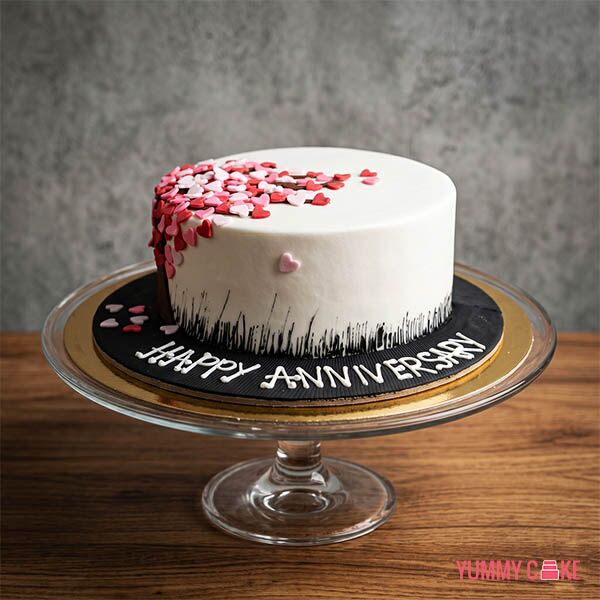 Happy Anniversary Hearts Cake