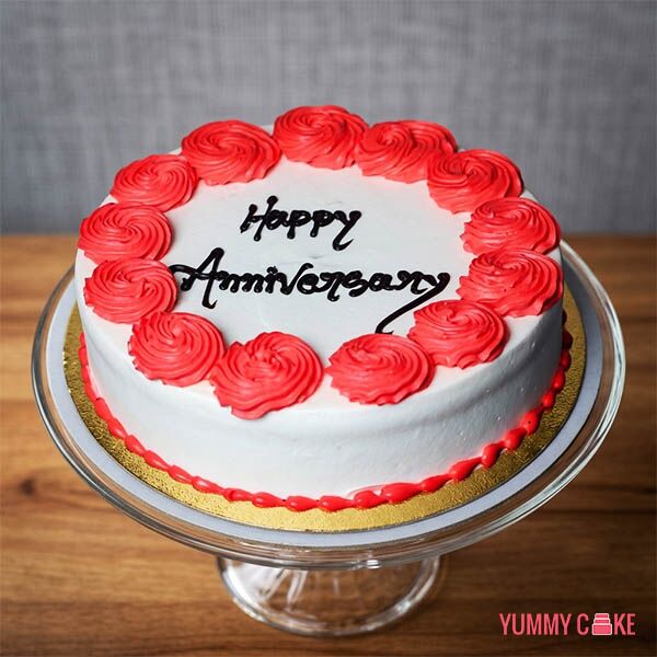 Red White Anniversary Cake