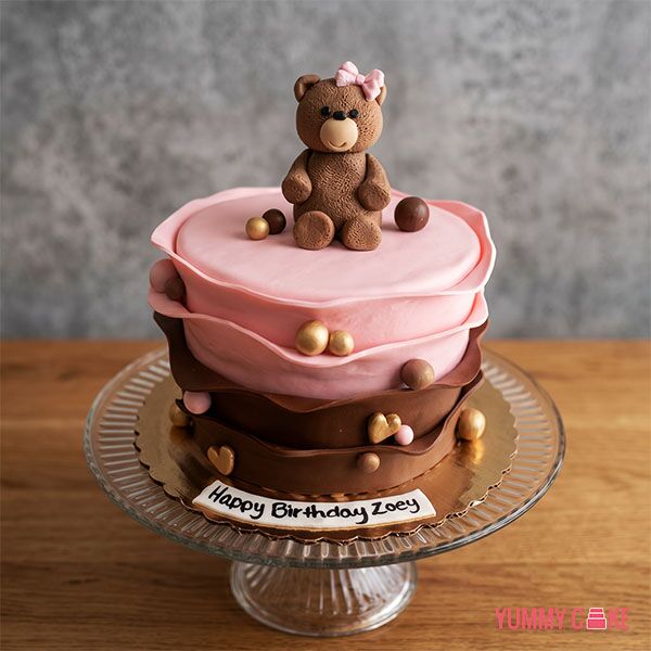 Girly Teddy Bear Birthday Cake