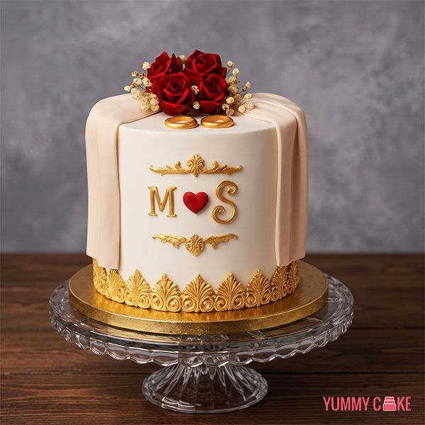 Elegant White and Gold Cake