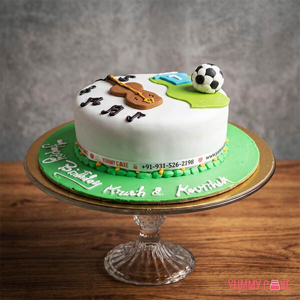 Football and Guitar Theme Cake