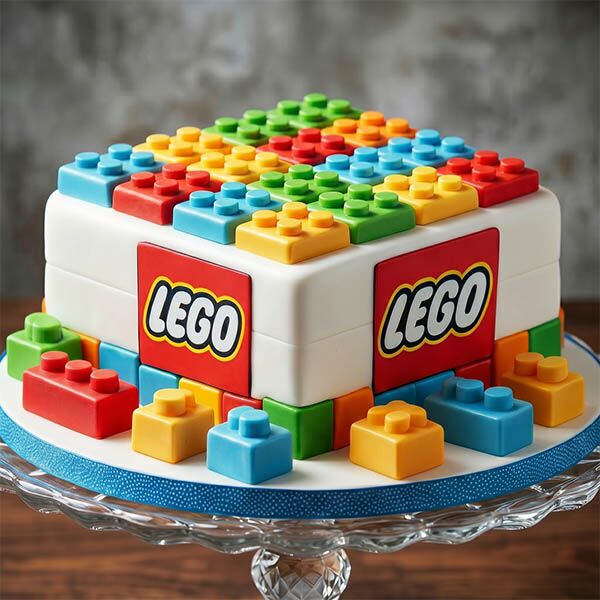 kids lego building block cake side view