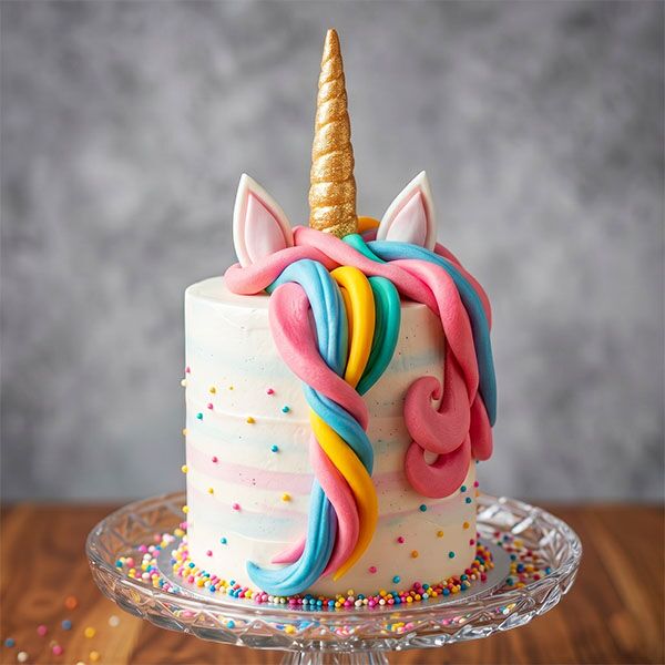 unicorn mane sprinkle cake side view