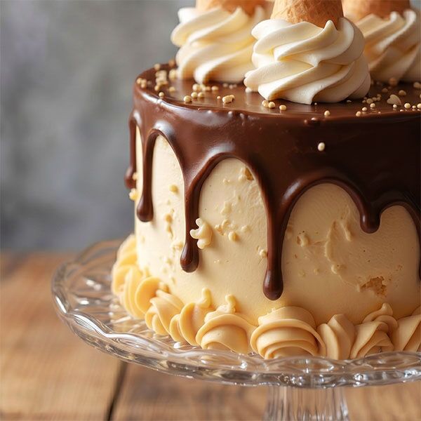 chocolate drip cone ice cream cake side view