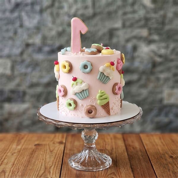 first birthday ice cream cake side