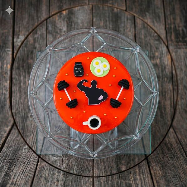 gym lover fitness theme cake top view