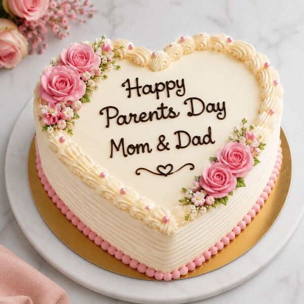 heart shape parents day cake