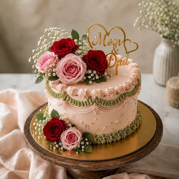 mom dad floral cake for parents day