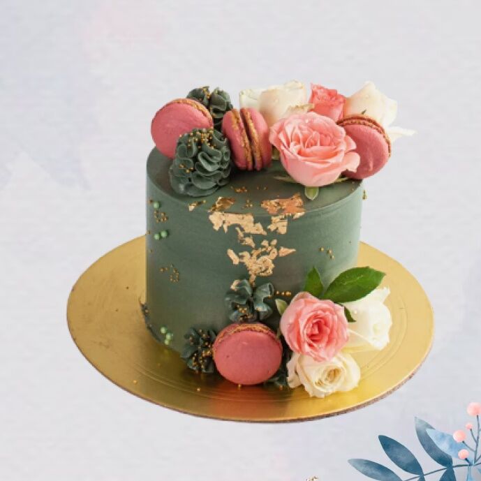 Royal Green Floral Cake