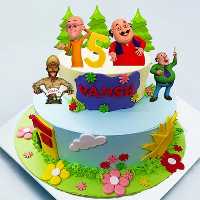 motu patlu birthday cake 2 tier