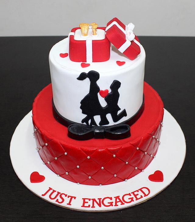 love theme engagement cake