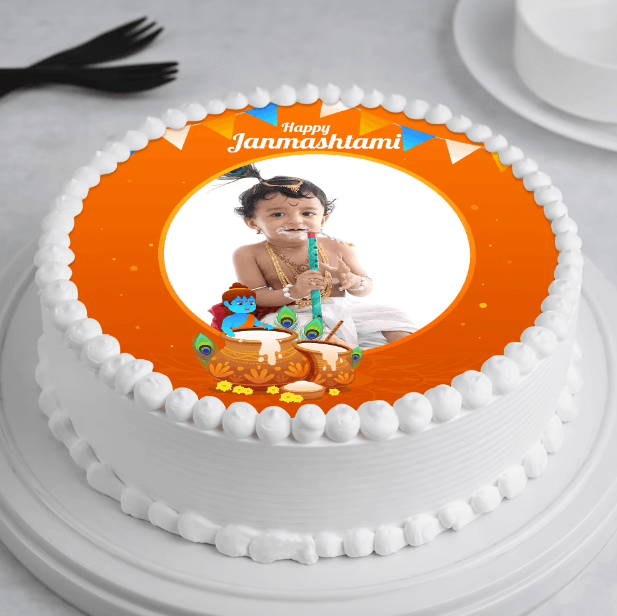 Happy Janmashtami Photo Cake