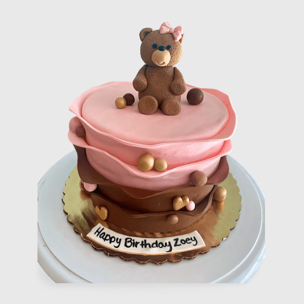 girly teddy bear birthday cake