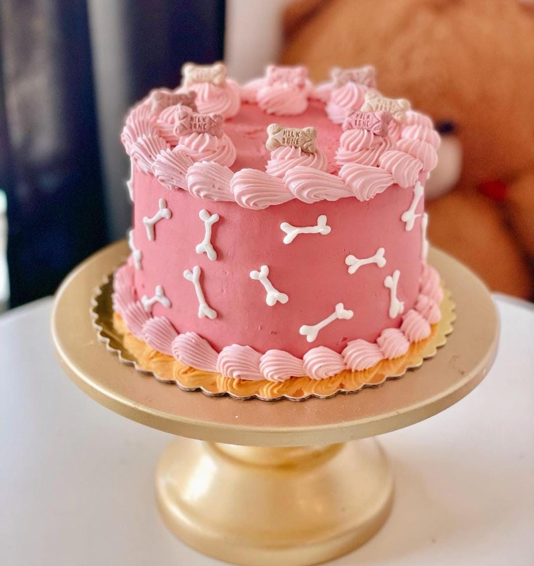 pink color dog special cake