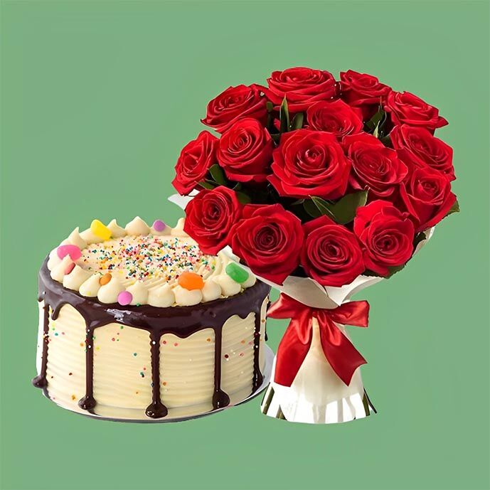 Bento Cake Flower Combo with a choco drip design