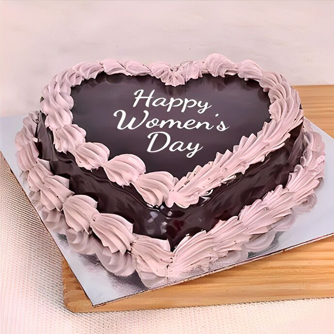 Heart Shaped Women's Day Love Chocolate Cake