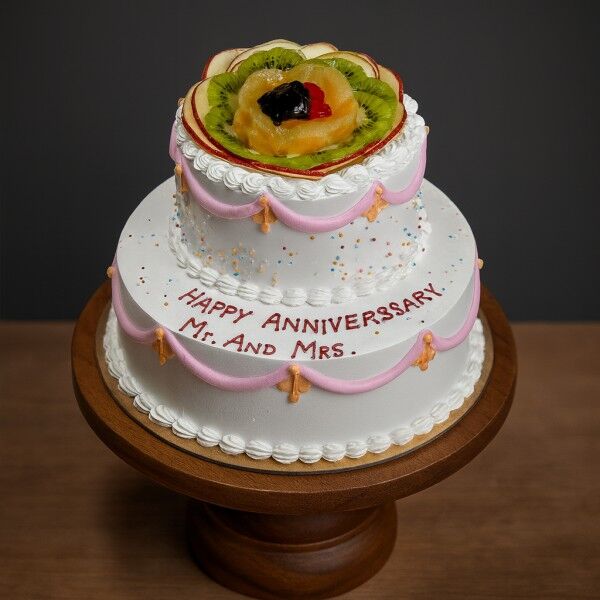 2 Tier Mixed Fruit 50th Wedding Anniversary Cake