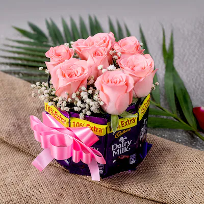 Pink Flower and Chocolate Combo