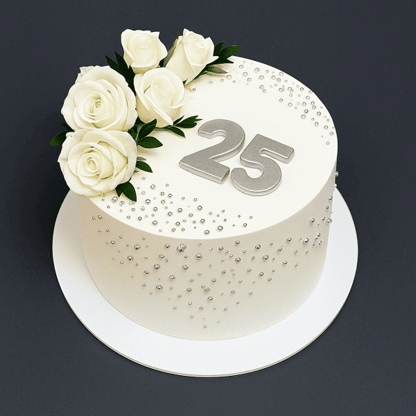 25th wedding anniversary cake with roses