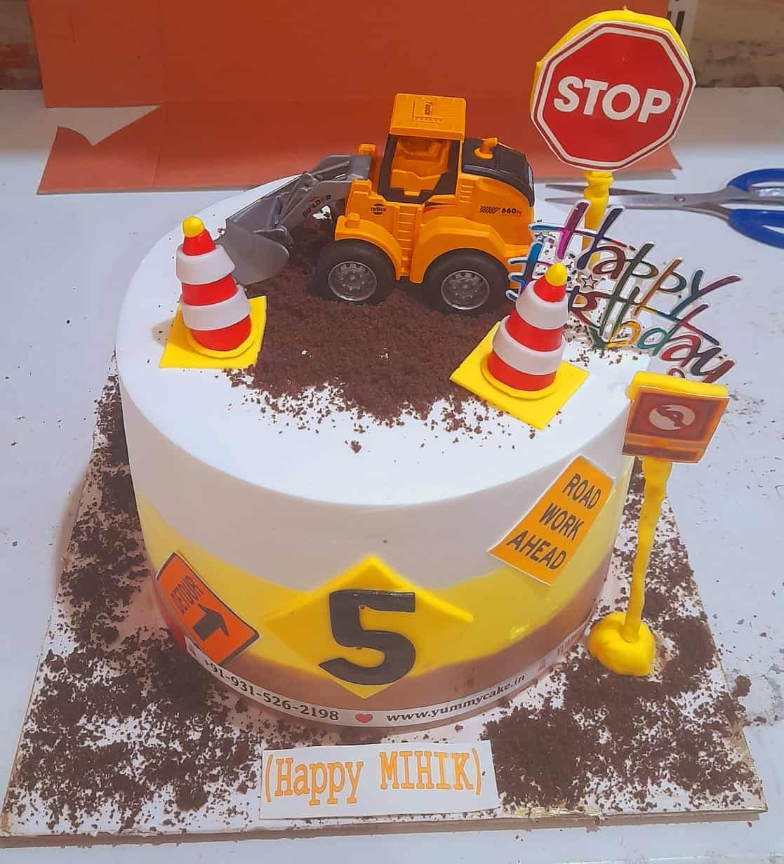 JCB construction theme cake