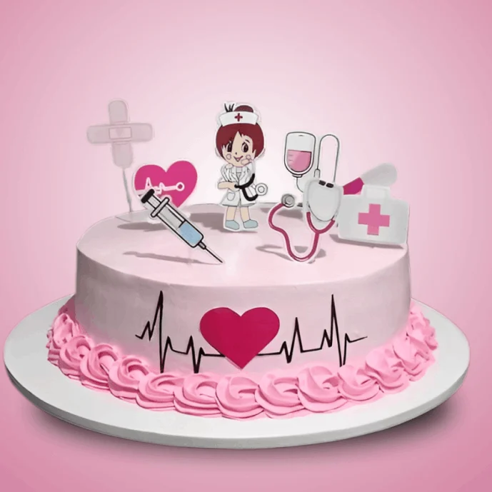 Pink nurse cake with stethoscope