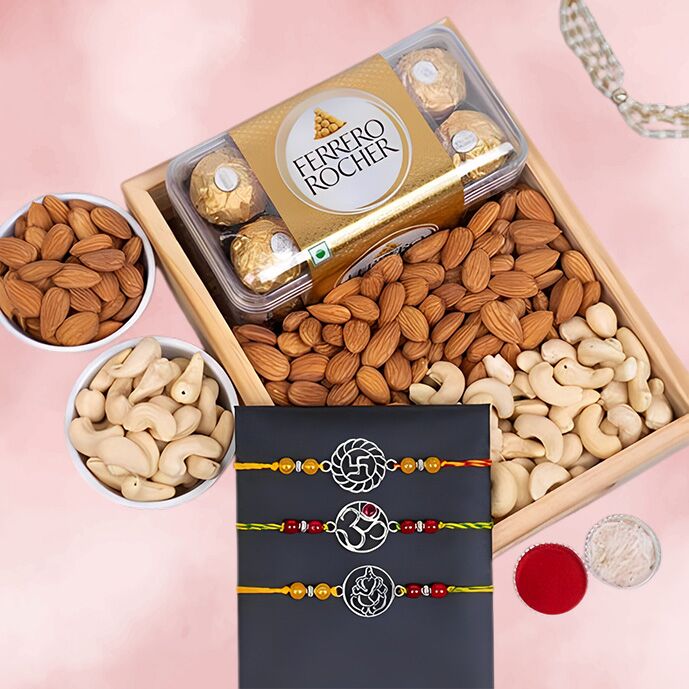 Set of 3 Rakhis with Nuts & Ferrero Rocher