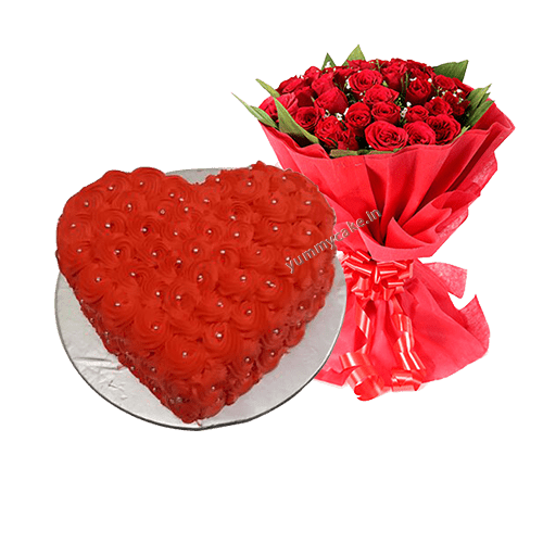 cake with red roses online