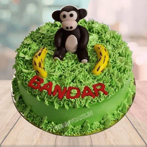 monkey theme birthday cake