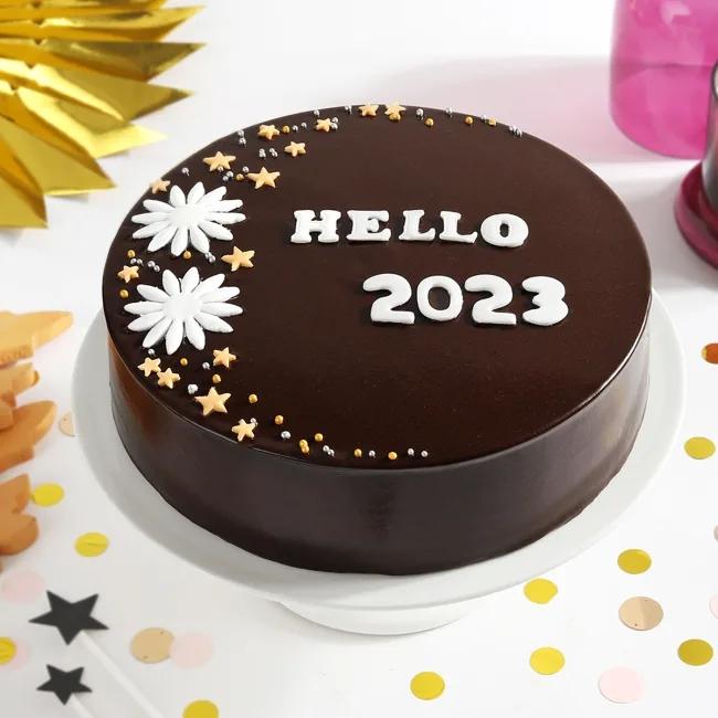 Hello 2024 Chocolate Cake for new year