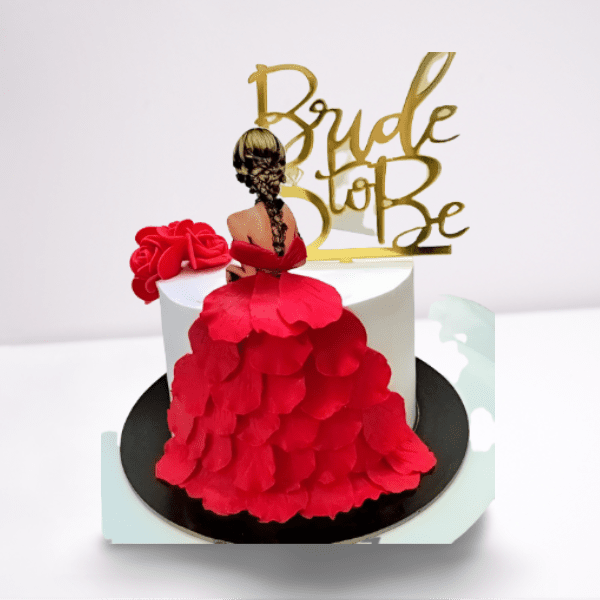 Cake designed with a bridal gown theme