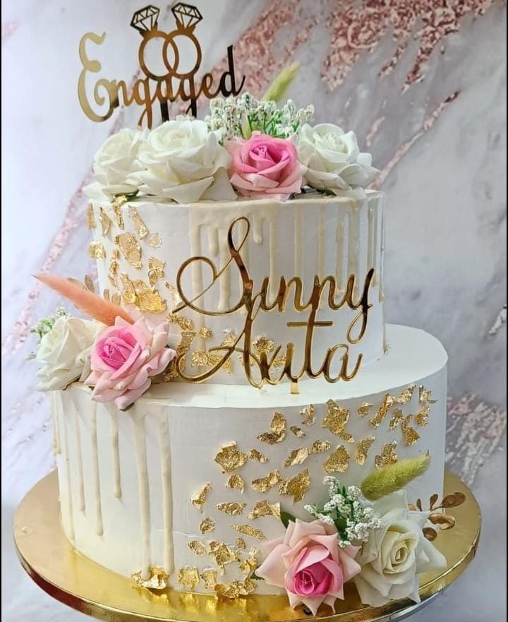 Beautiful 2 Tier Engagement Cake