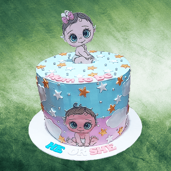 pink or blue baby shower cake design