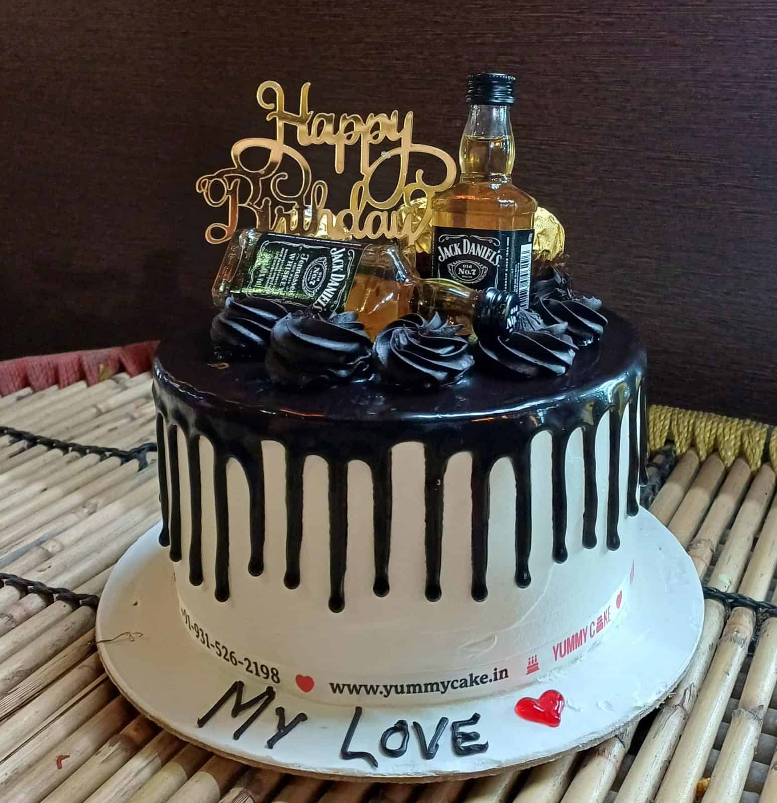 cake with jack daniels bottle design